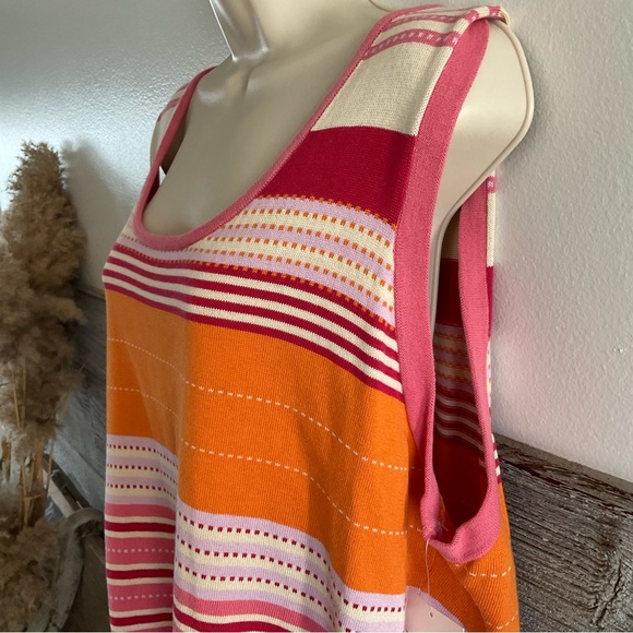 Villager striped knit sleeveless top rose-watermelon size 3 (3X) NWT (K1) - Picture 3 of 6